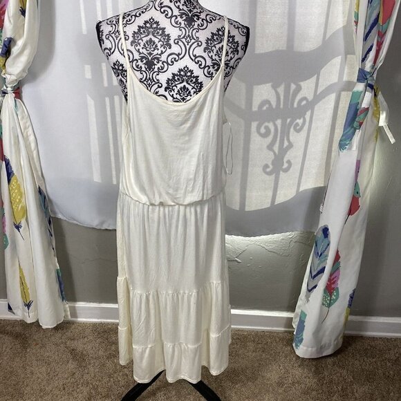 NWT Beach Break Cream Off-white drop waist summer midi dress. Size Large - Picture 6 of 7